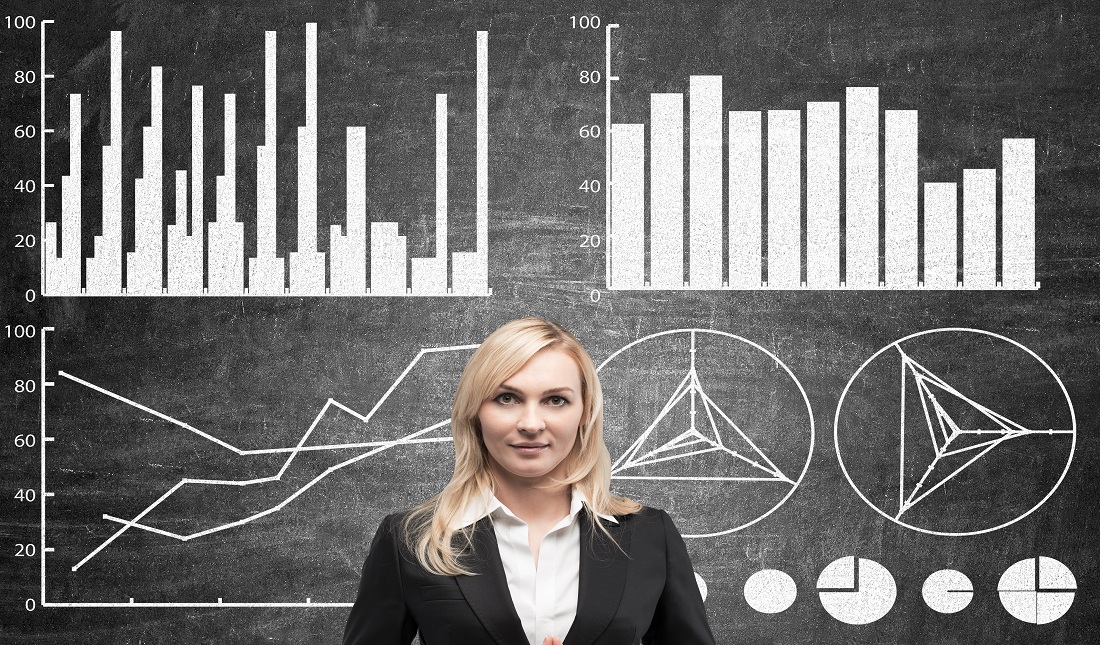 SITO WEB - donna grafici studi lavagna - Shutterstock
